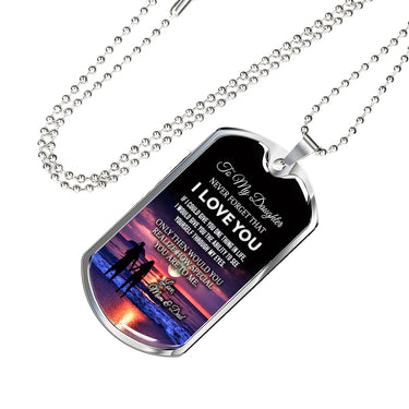 To My Daughter Pendant From Papa Christmas Gifts Luxury Dog Tag Silver and Gold